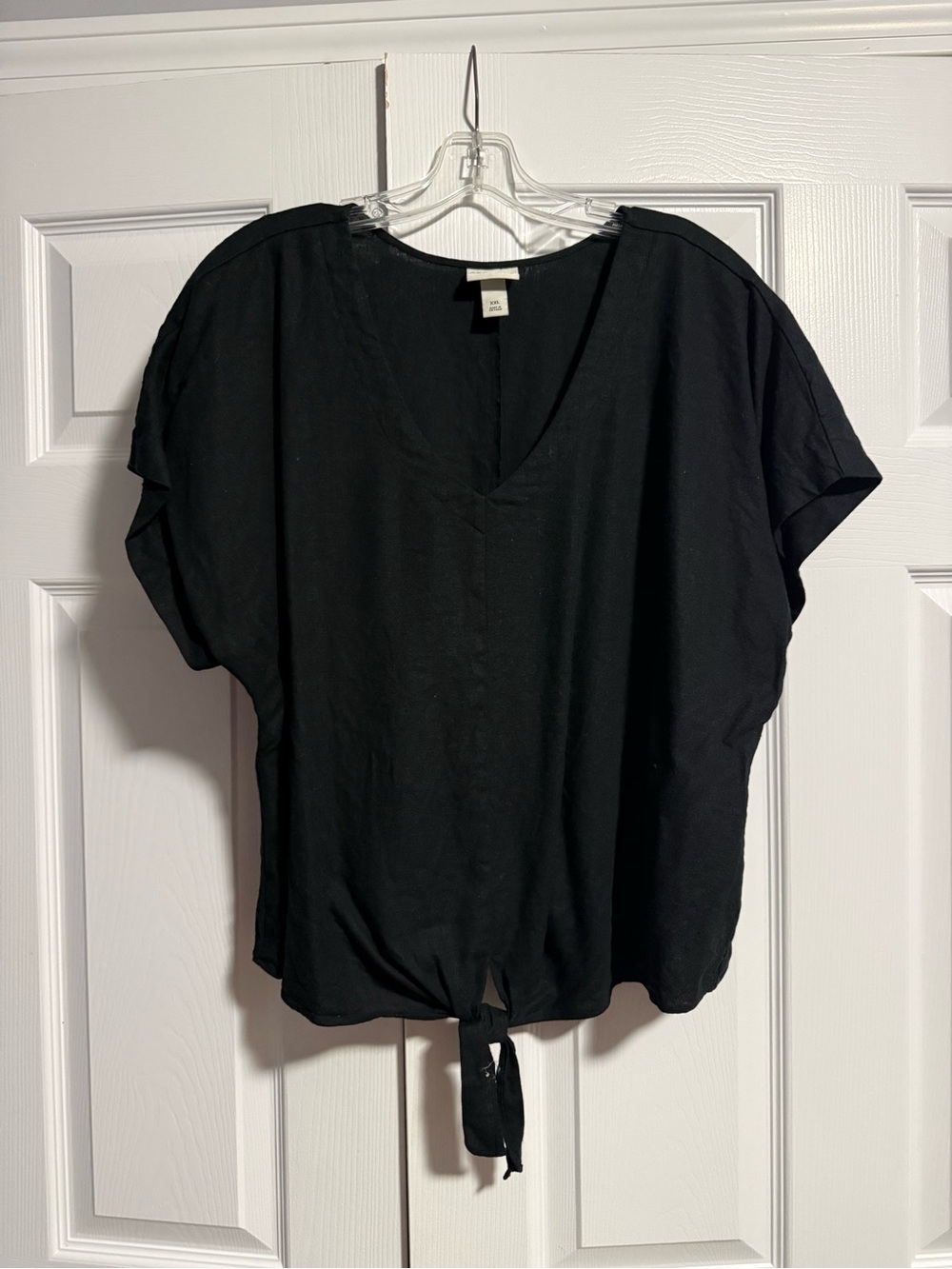 XXL Linen Blend blouse with front tie